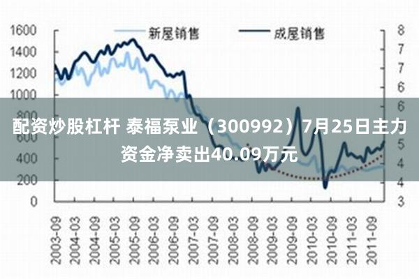 配资炒股杠杆 泰福泵业（300992）7月25日主力资金净卖出40.09万元